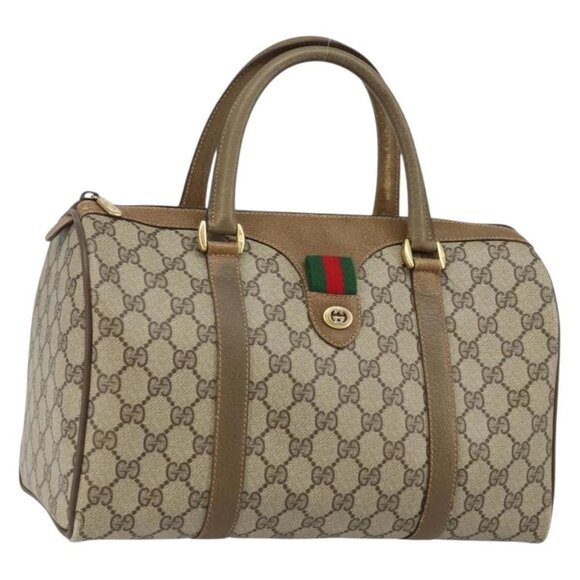 Gucci Handbags - GUCCI GG Supreme Web Sherry Line Boston Bag PVC Beige Gold 40 02 007 Auth 144173